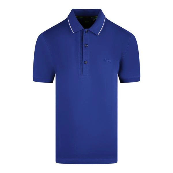 Mens BOSS Bright Blue Paule 4 Slim S/s Polo