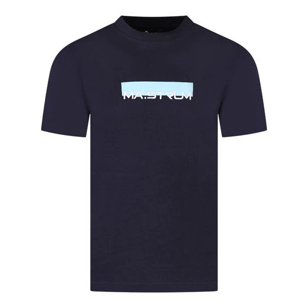 Mens Ink Navy/Sea Blue Block Print S/s T Shirt