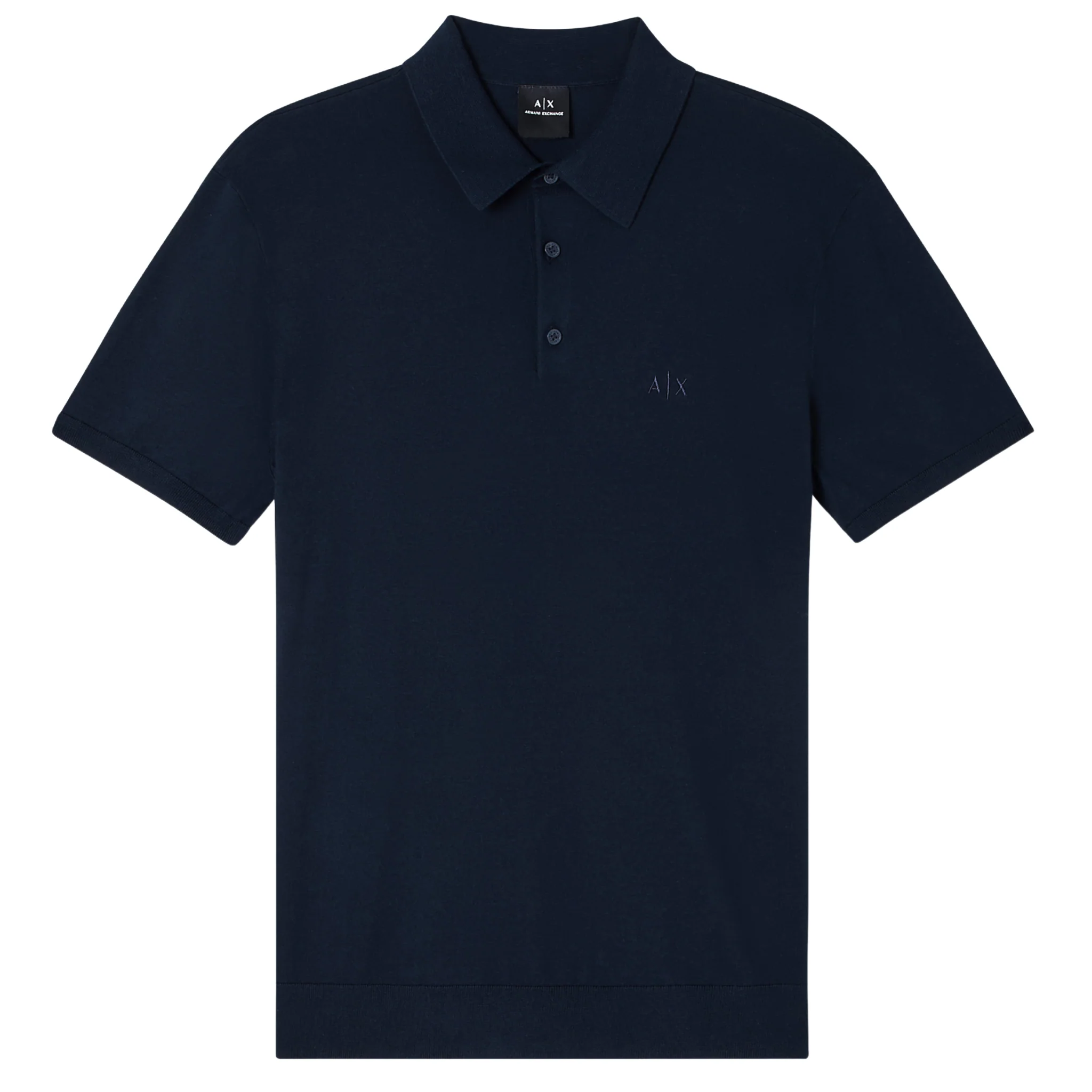 Mens Armani Exchange Navy Knitted S/s Polo Shirt