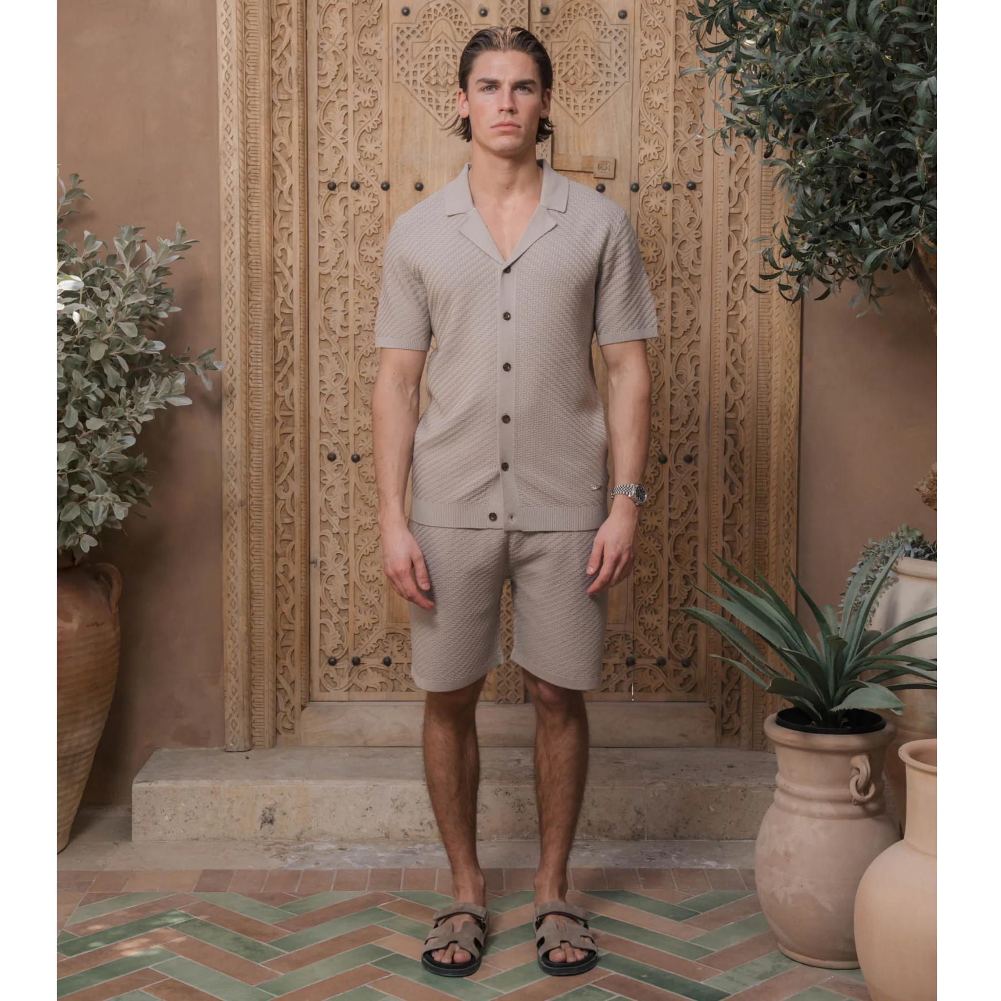 Mens Belier Stone Alfonso Patterned Knit S/s Shirt - Image 3