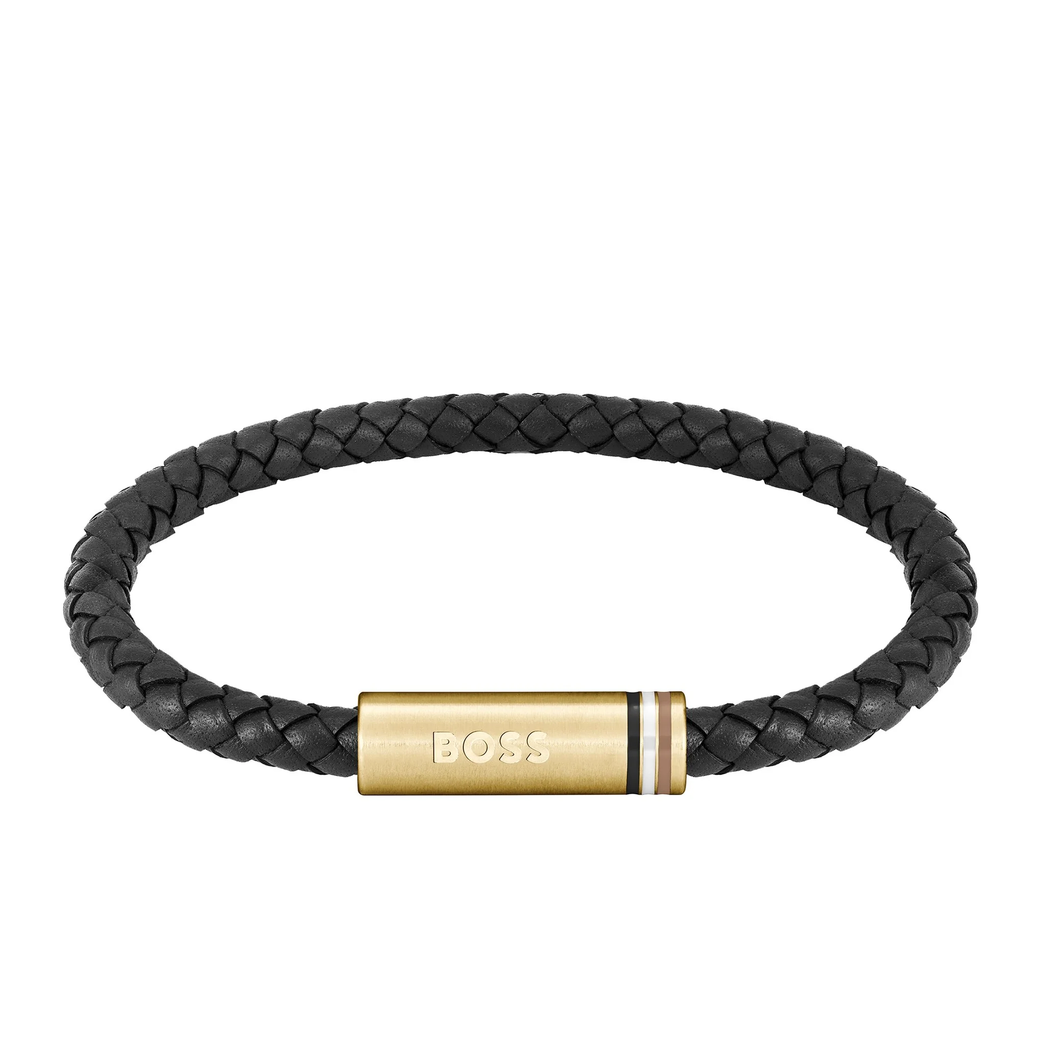 Mens BOSS Black/Gold Ares Single Braided Bracelet