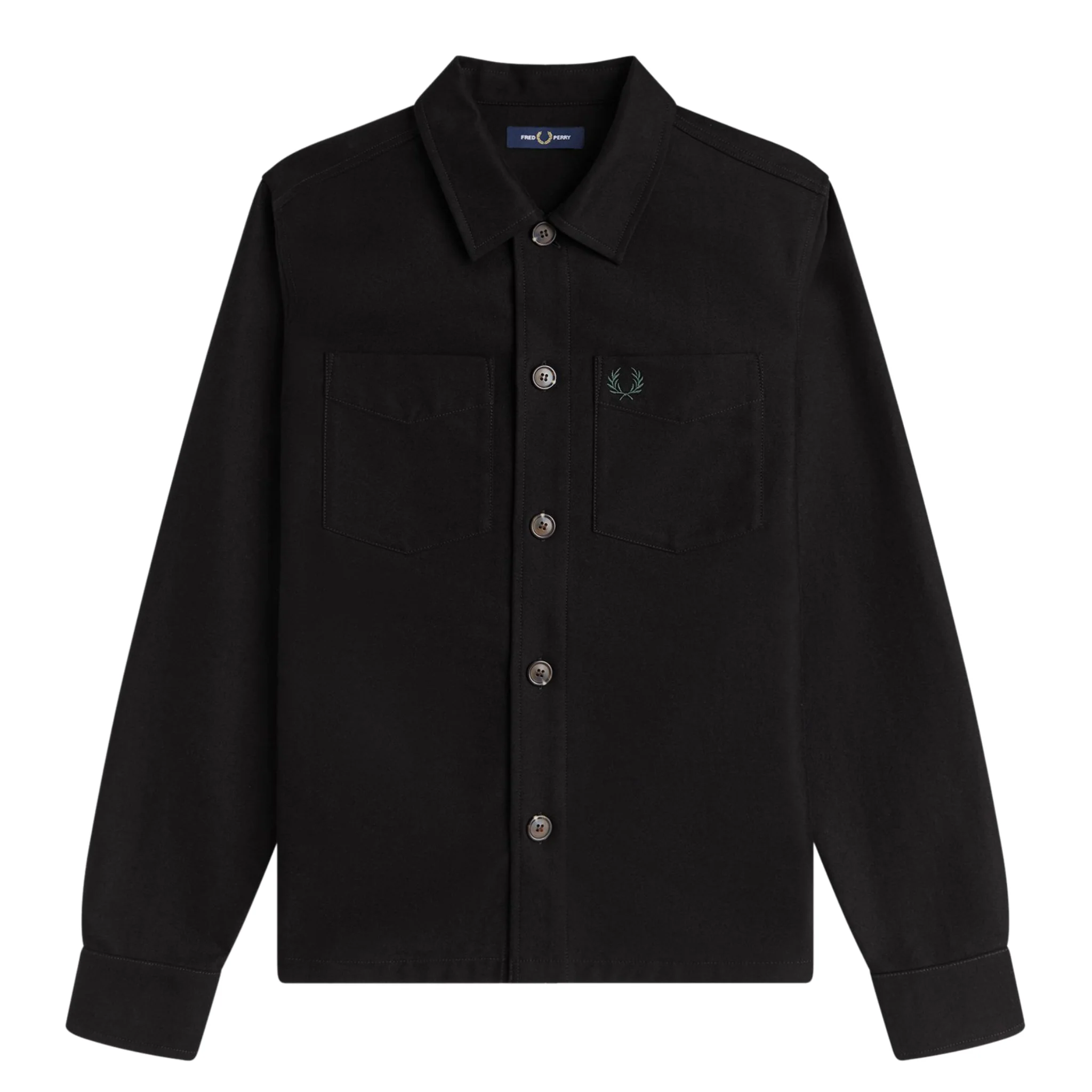 Mens Fred Perry Black Brushed Twill Overshirt