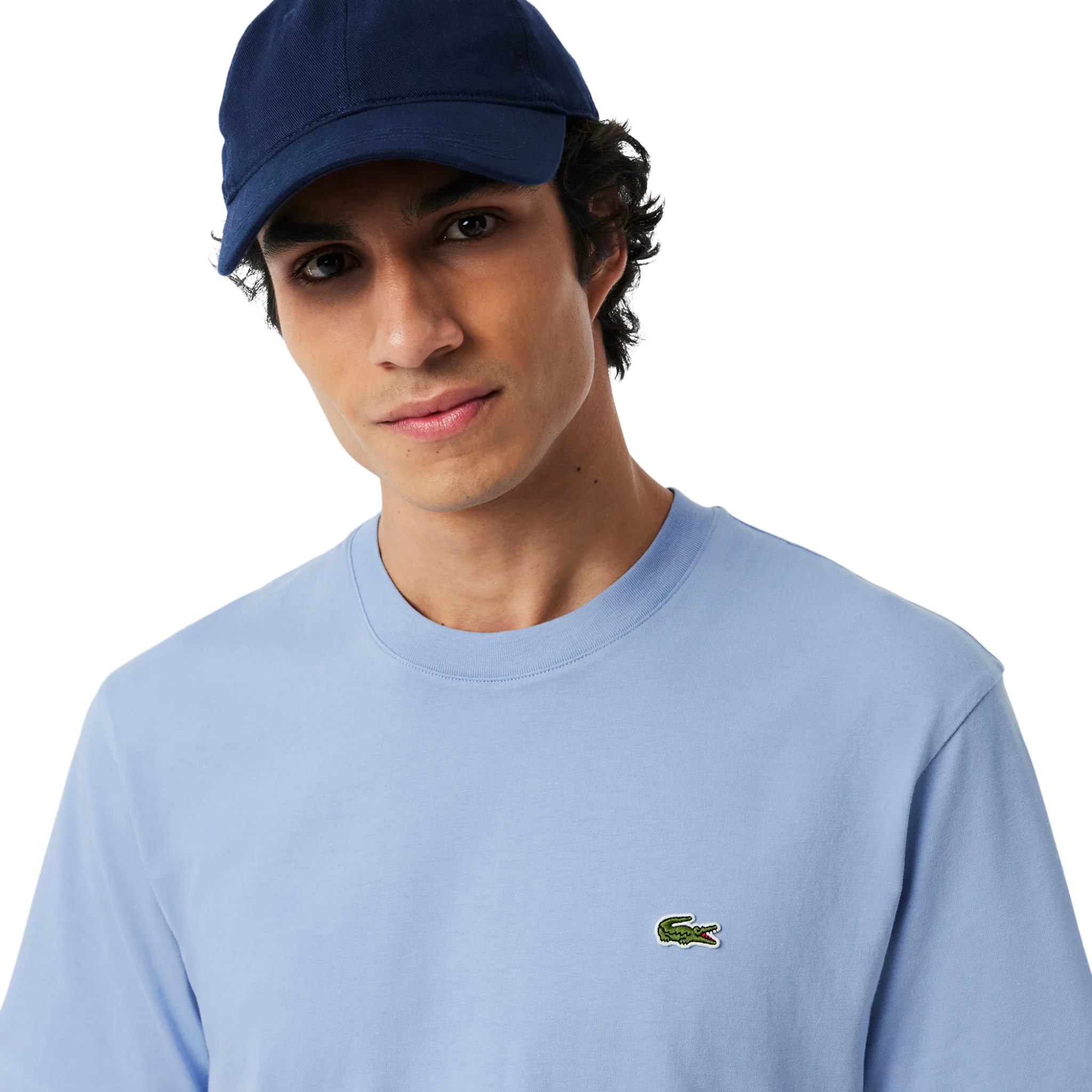 Mens Lacoste Light Blue Branded Cotton S/s T Shirt - Image 3