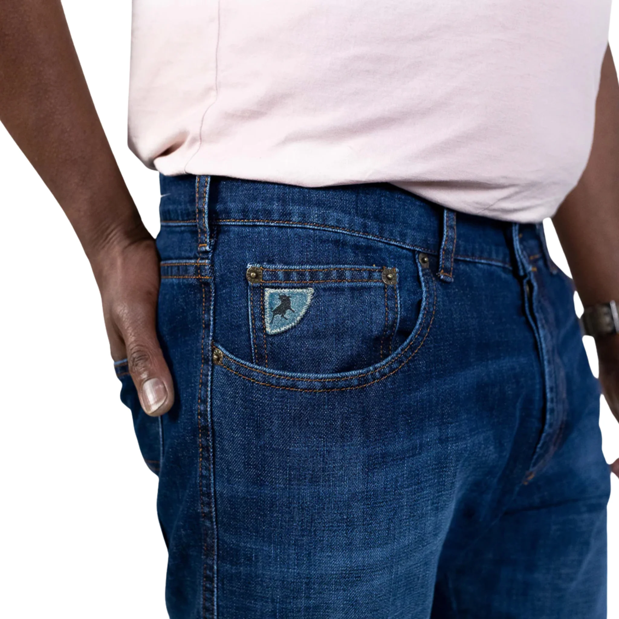 Mens Lois Dark Stone Wash Terrace Tapered Fit Jeans - Image 6