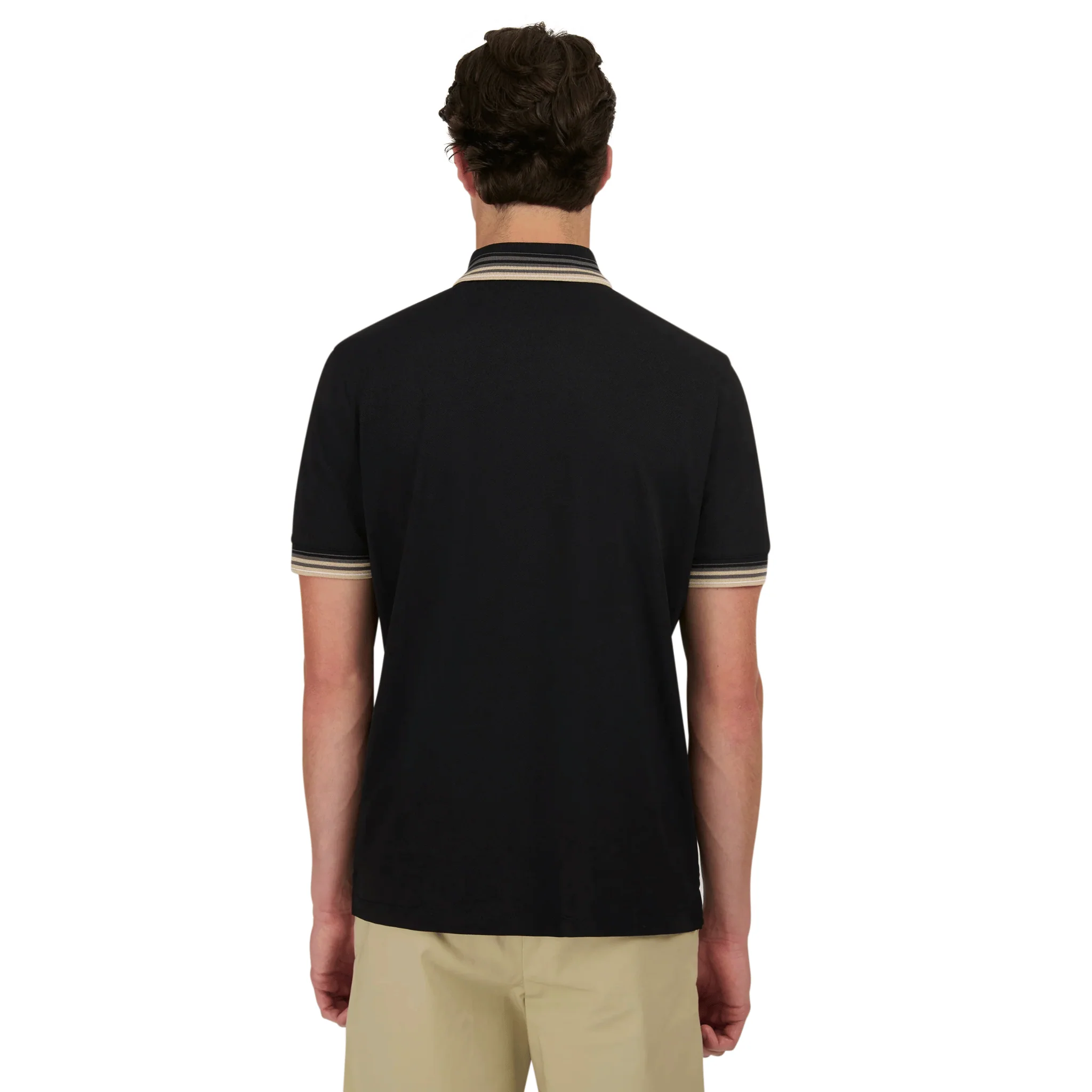 Mens Sandbanks Black Gradient Rib S/s Polo Shirt - Image 6