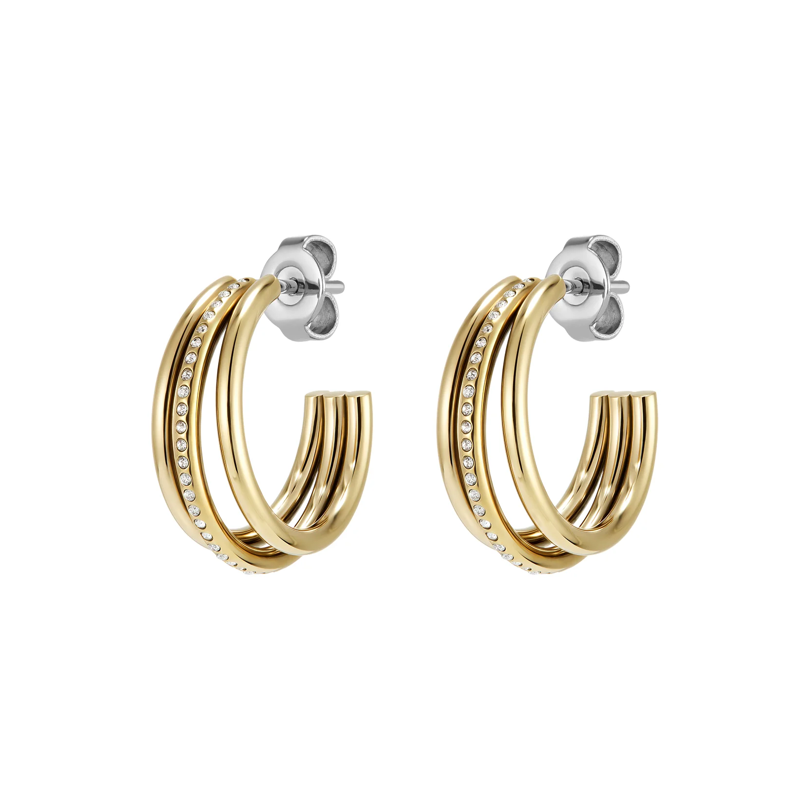 Womens Olivia Burton Gold Ever Stacked Hoop Earrings