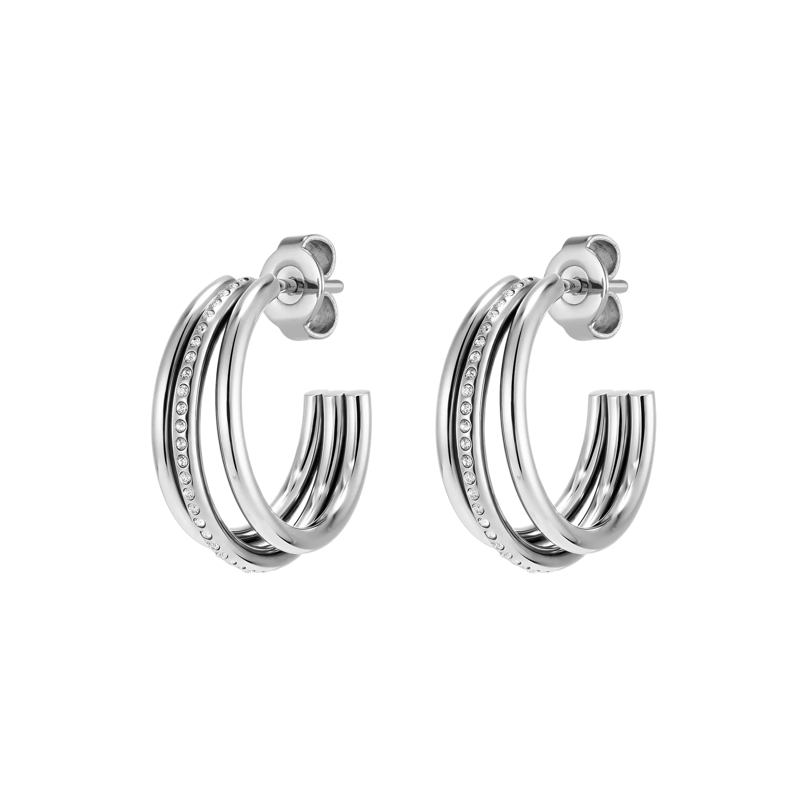 Womens Olivia Burton Silver Ever Stacked Hoop Earrings