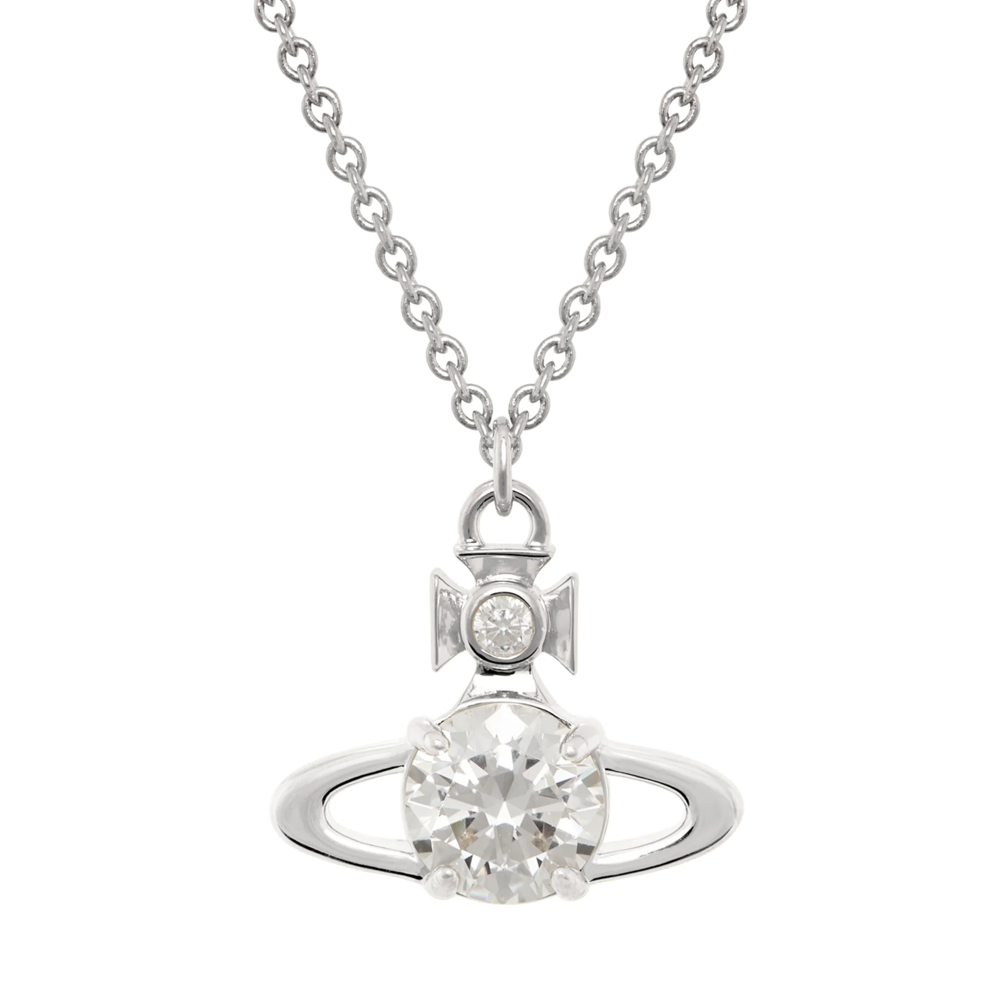 Vivienne Westwood Platinum/White CZ Reina Large Pendant Necklace