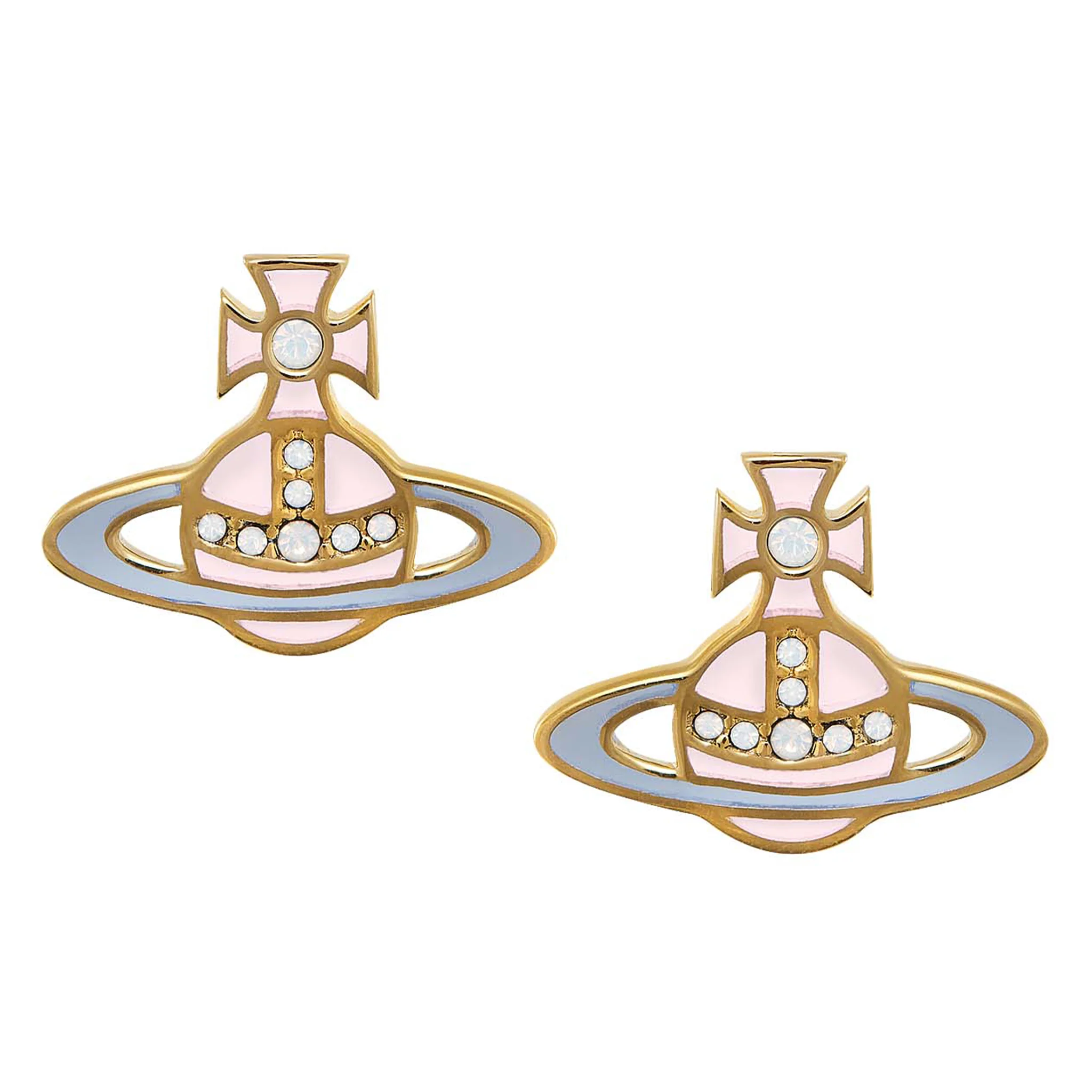Womens Vivienne Westwood Gold/Pink/Blue Concetta Bas Relief Earrings