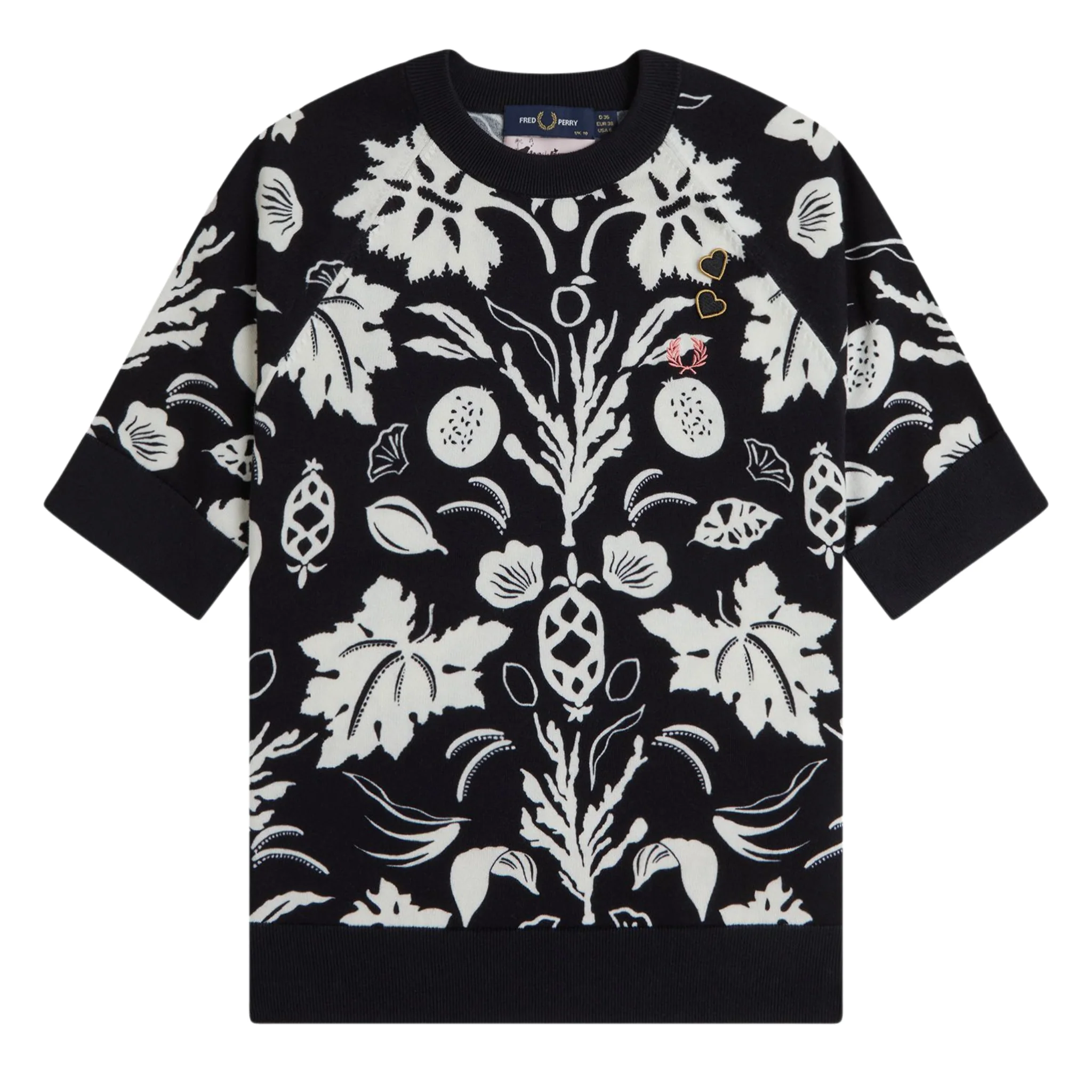 Womens Fred Perry x Amy Winehouse Black Printed Knitted Jumper