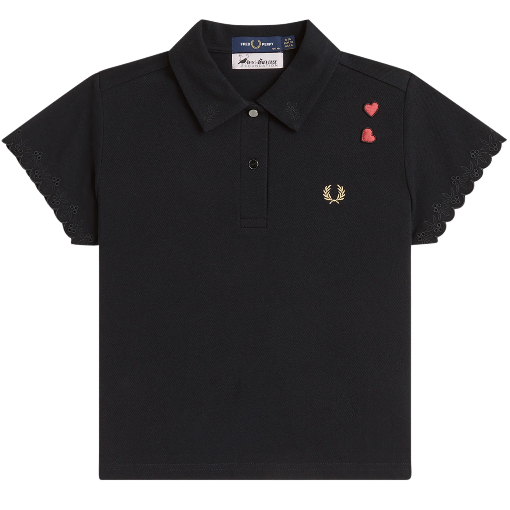 Womens Fred Perry x AW Black Embroidered Detail S/s Polo Shirt