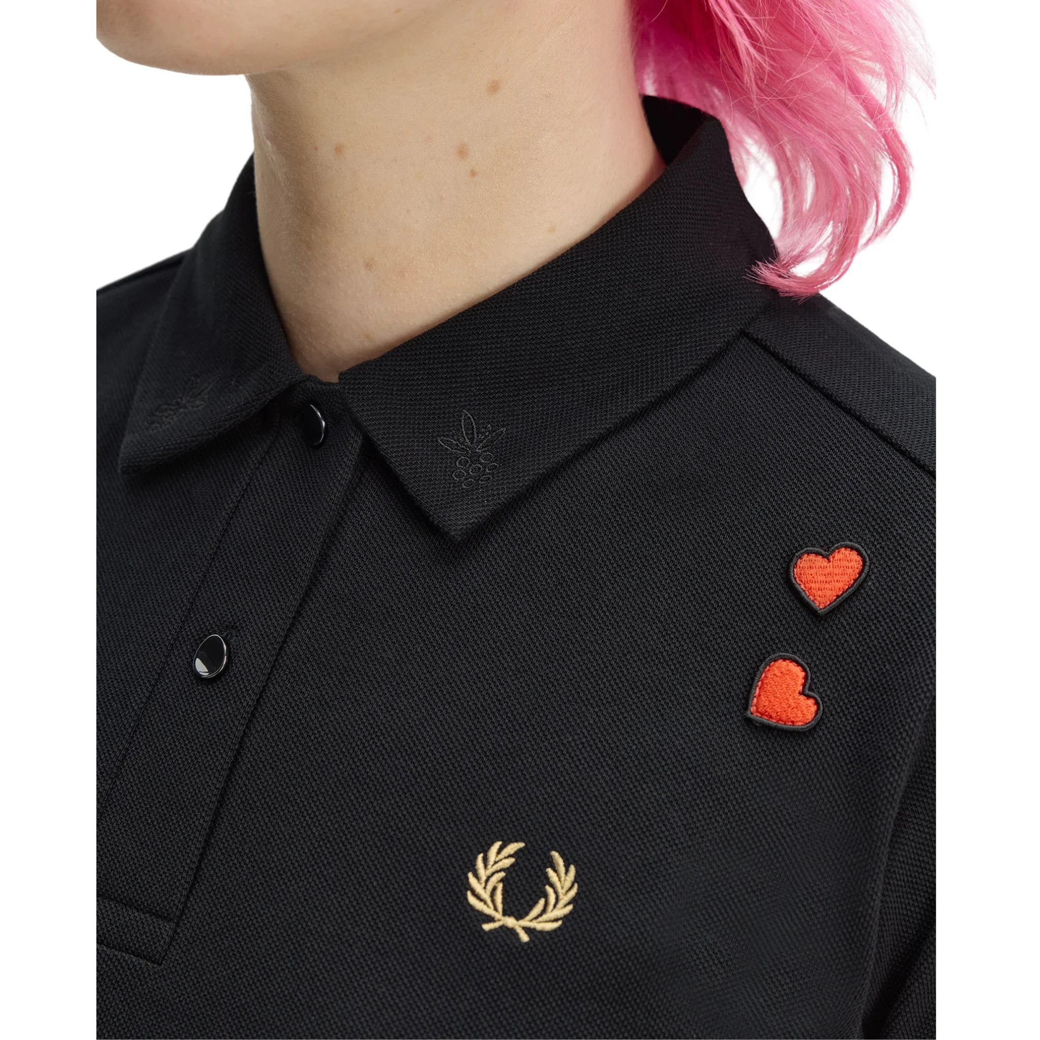 Womens Fred Perry x AW Black Embroidered Detail S/s Polo Shirt - Image 2