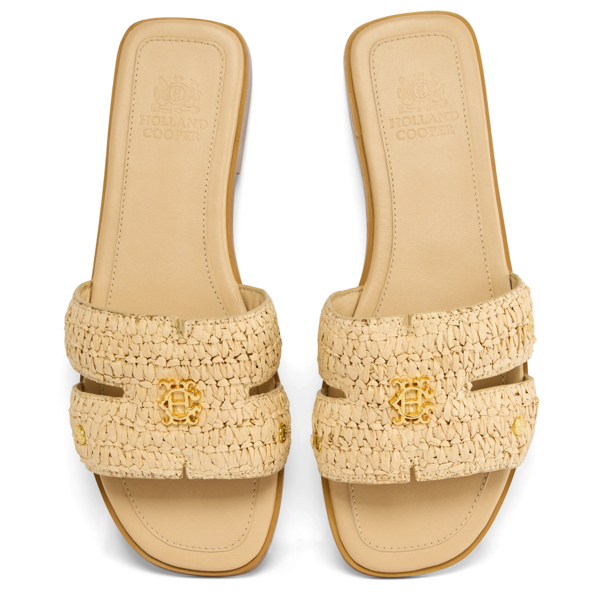 Womens Holland Cooper Natural/Straw Monogram Slides - Image 2