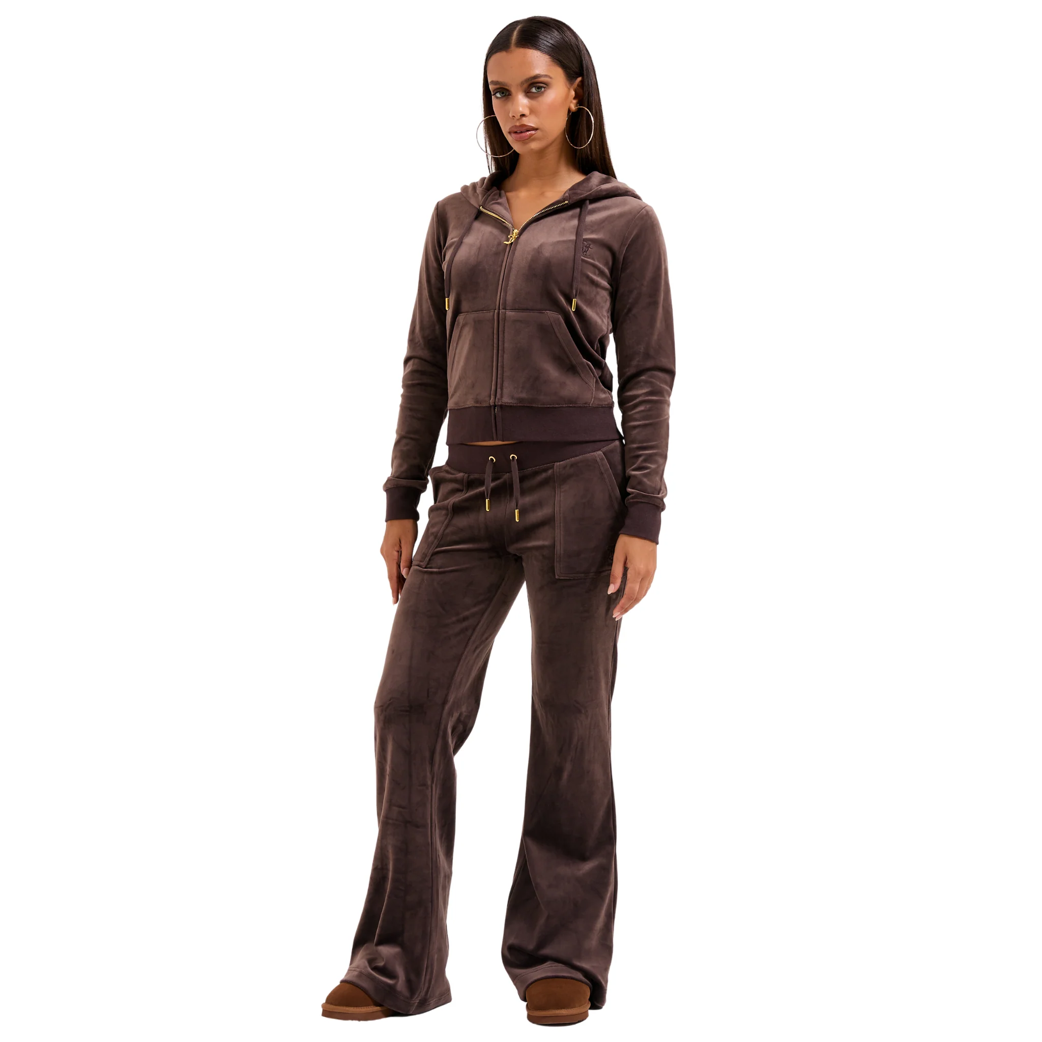 Womens Juicy Couture Java Layla Gold Velour Pants - Image 3