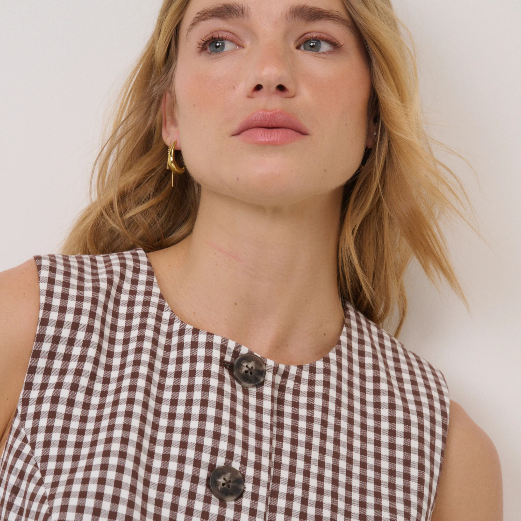 Womens Nobody's Child Brown Gingham Immy Waistcoat - Image 2