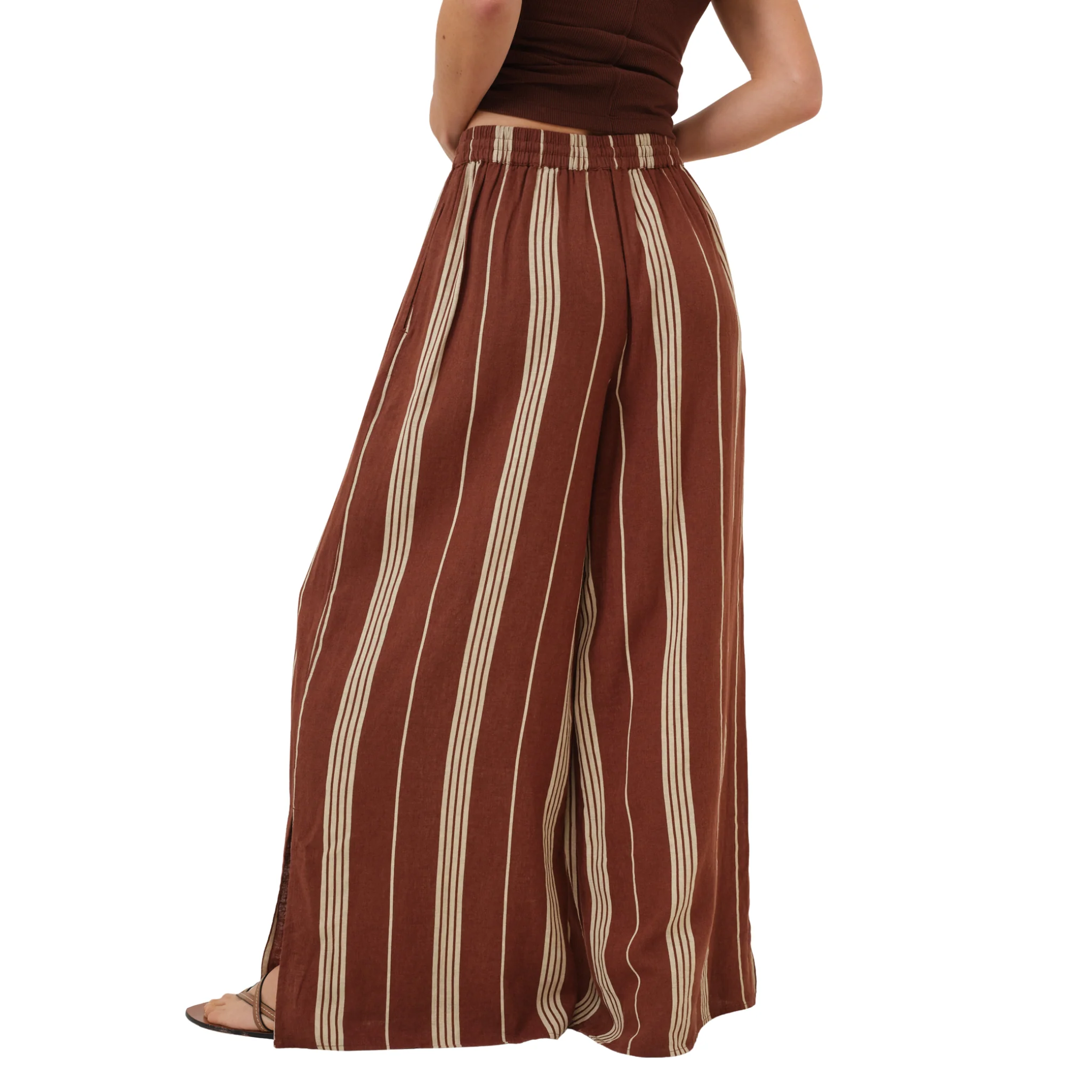 Womens Nobody's Child Brown Stripe Elstow Split Trousers - Image 2