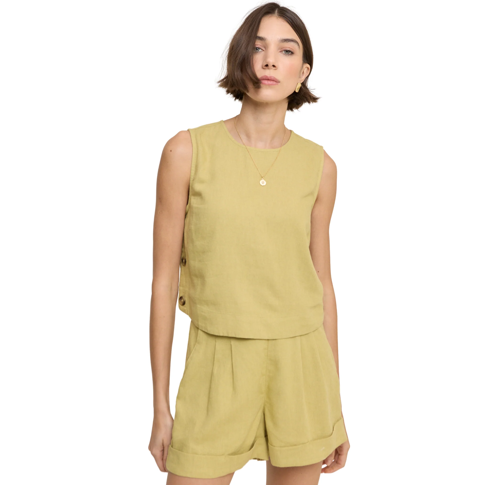 Womens Nobody's Child Green Dew Button Side Top