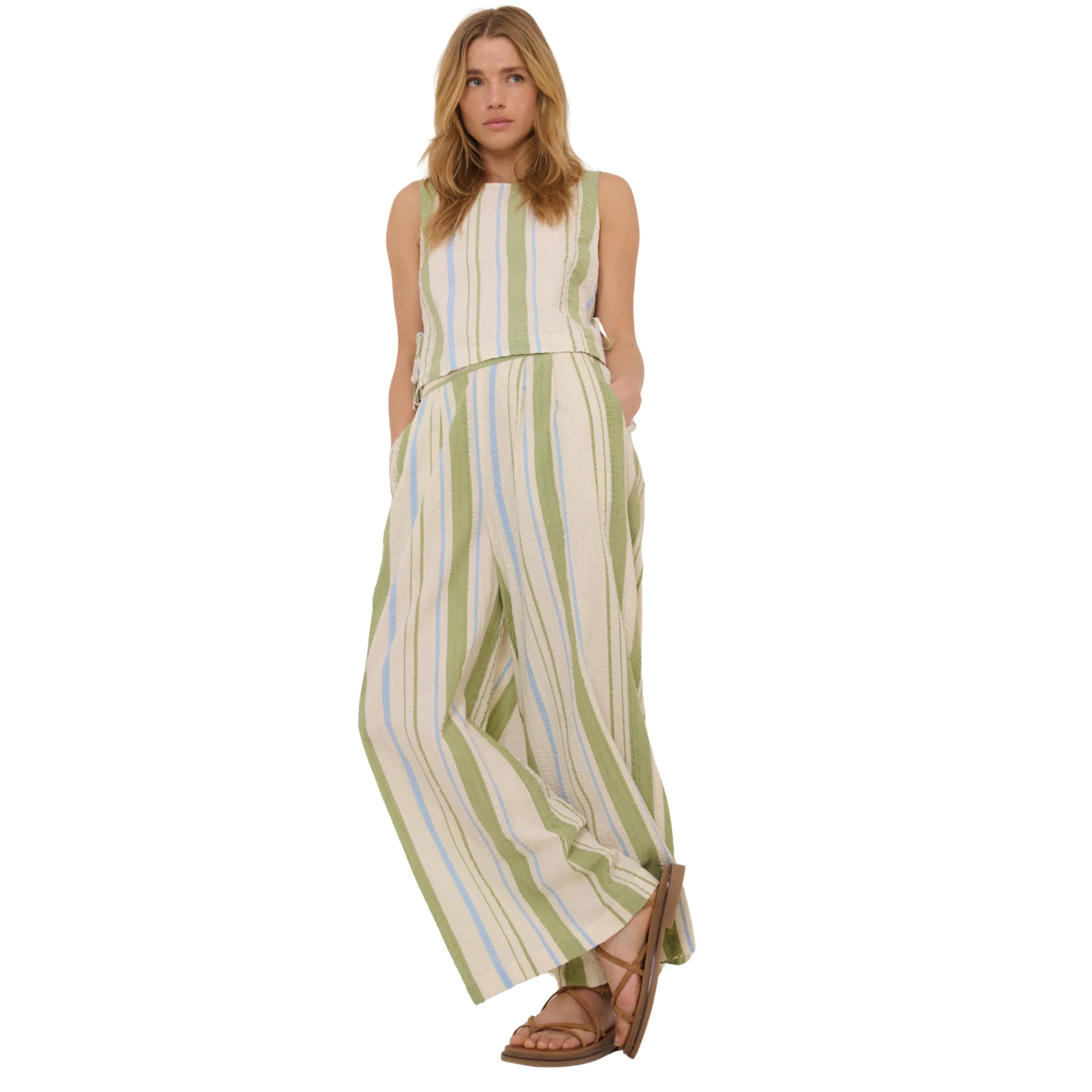Womens Nobody's Child Green Stripe Parker Trousers - Image 2
