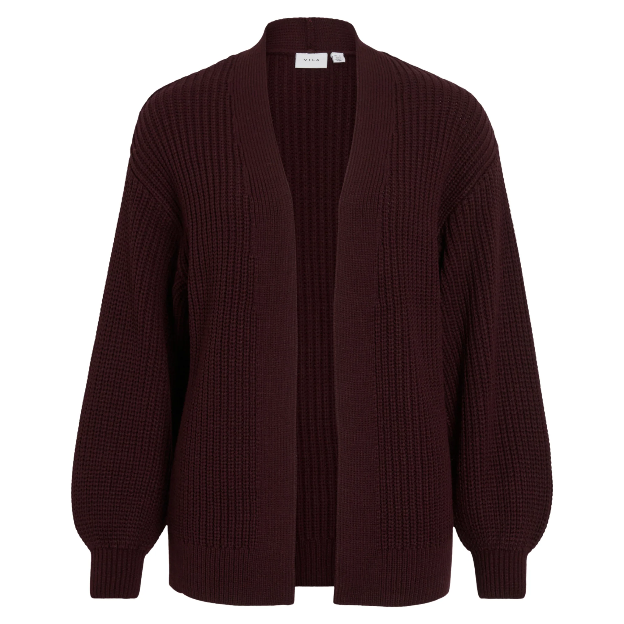Womens Vila Plum Wine Vieha Open Cardigan